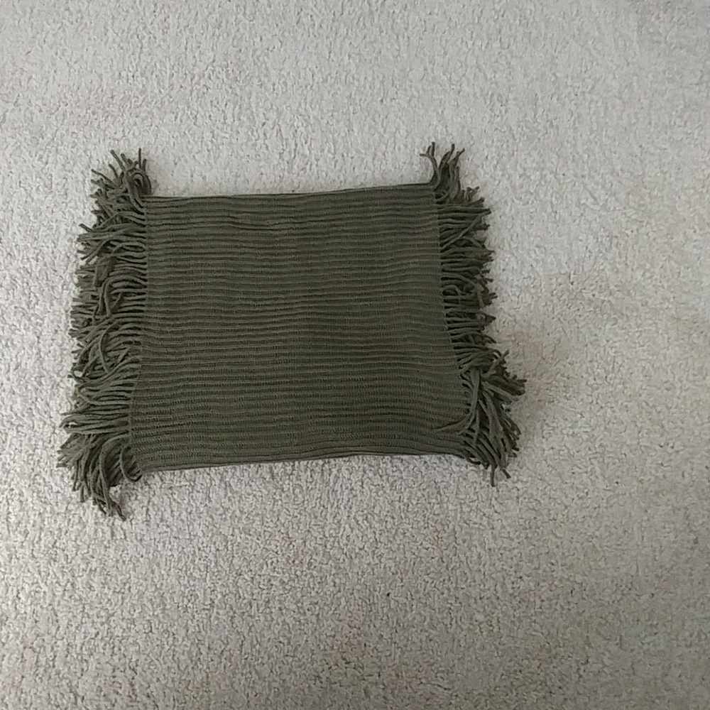 Olive Green Fringed Infinity scarf